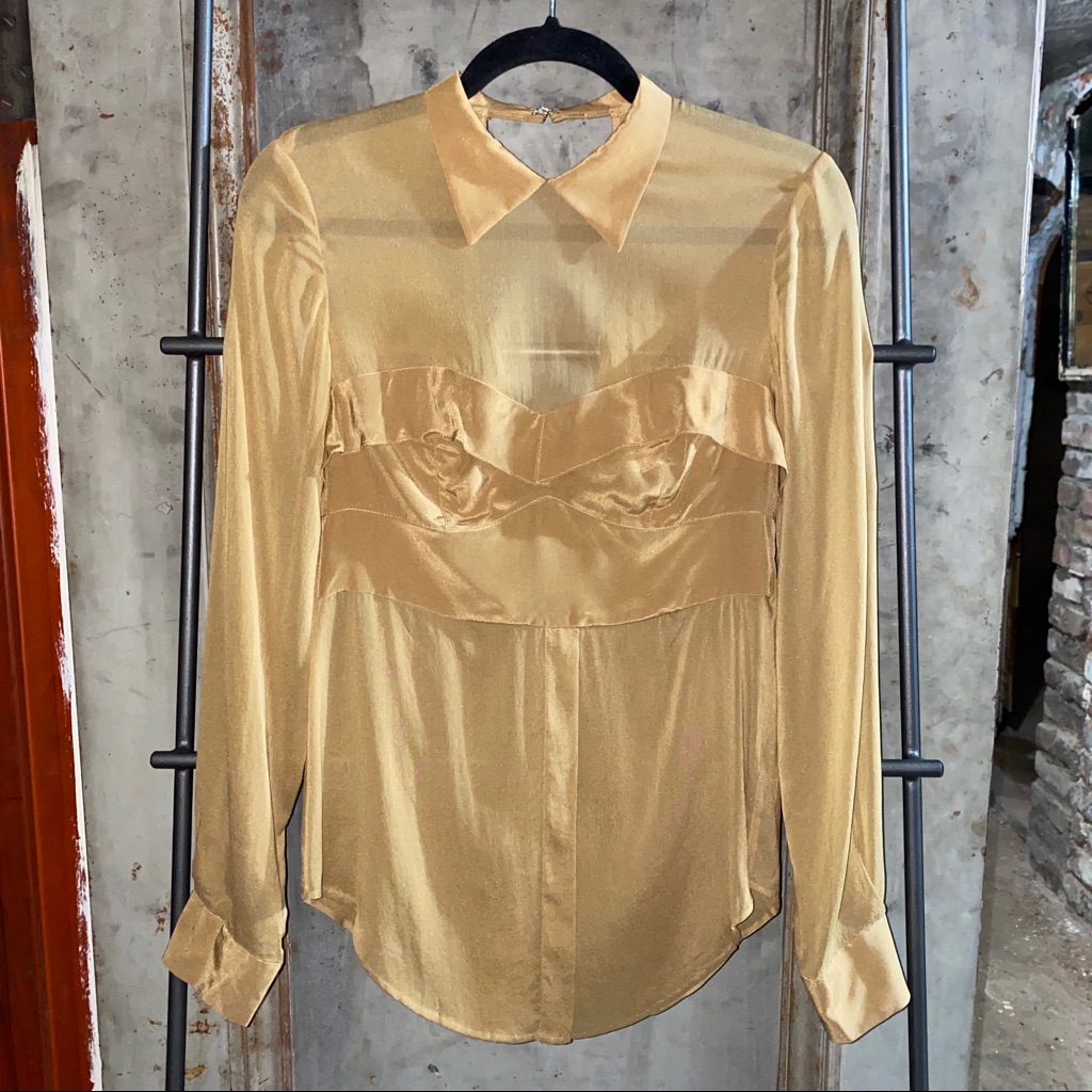 3.1 Phillip Lim Silk Tan Camel Sheer Blouse Top